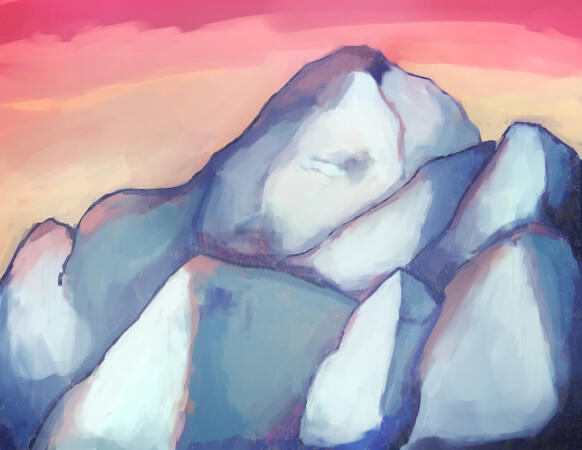 Snowy Mountain Painting